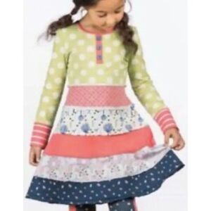 Matilda Jane Make Believe Rosy Glow Tunic  Pink Red Tiered dress sz 4